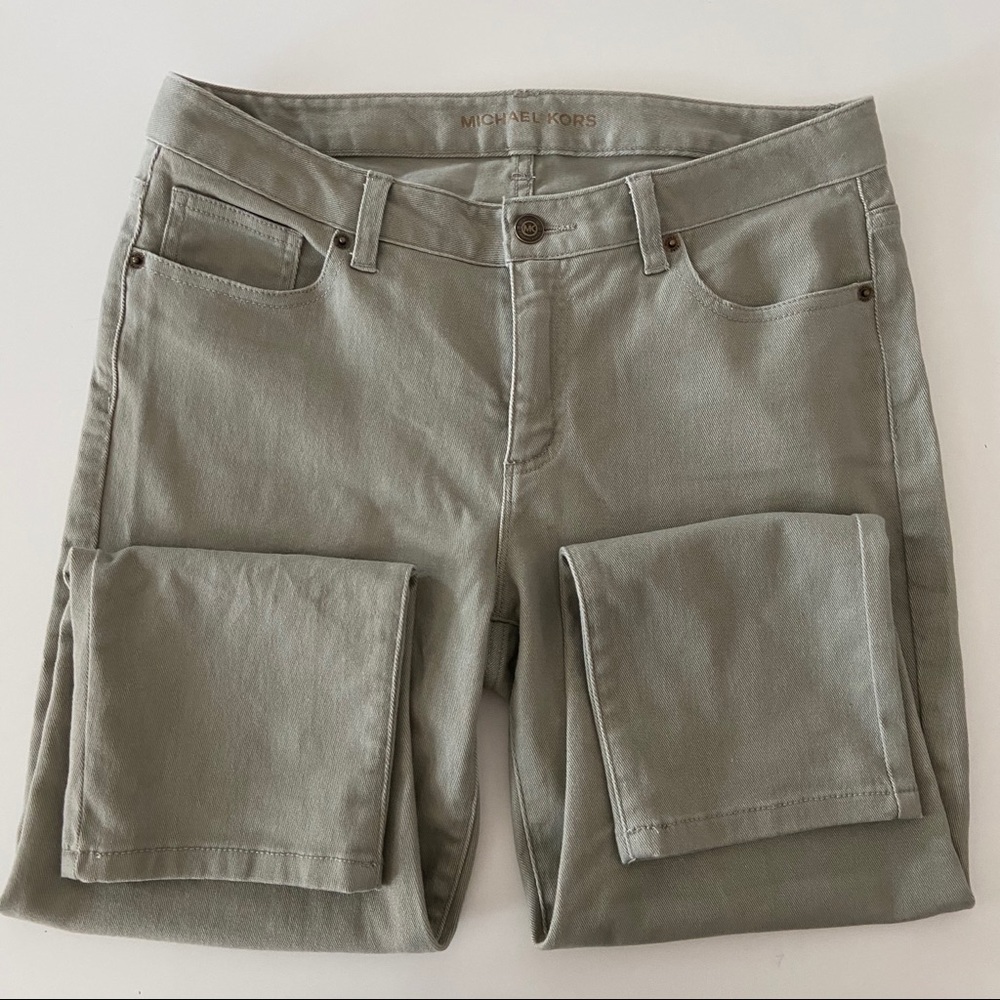 MICHAEL KORS Cropped skinny olive pants